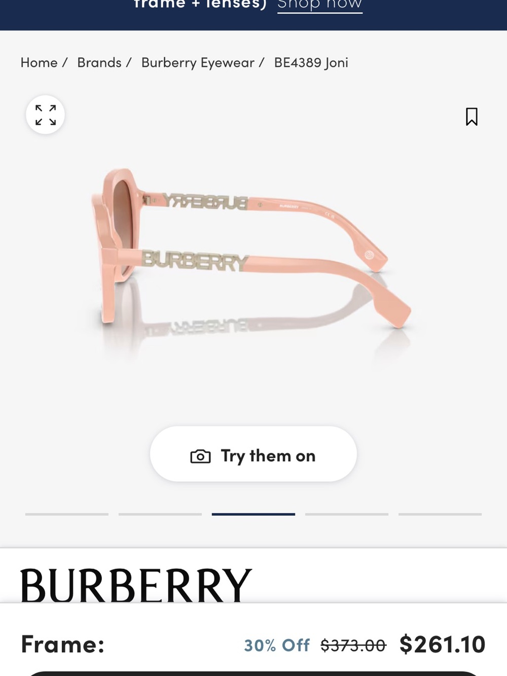 Burberry Pink Frame Sunglasses with Brown Gradient Lenses - Picture 6 of 6
